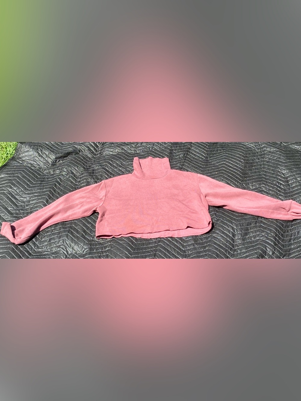 Project Social T Pink Turtleneck Cropped Sweatshirt